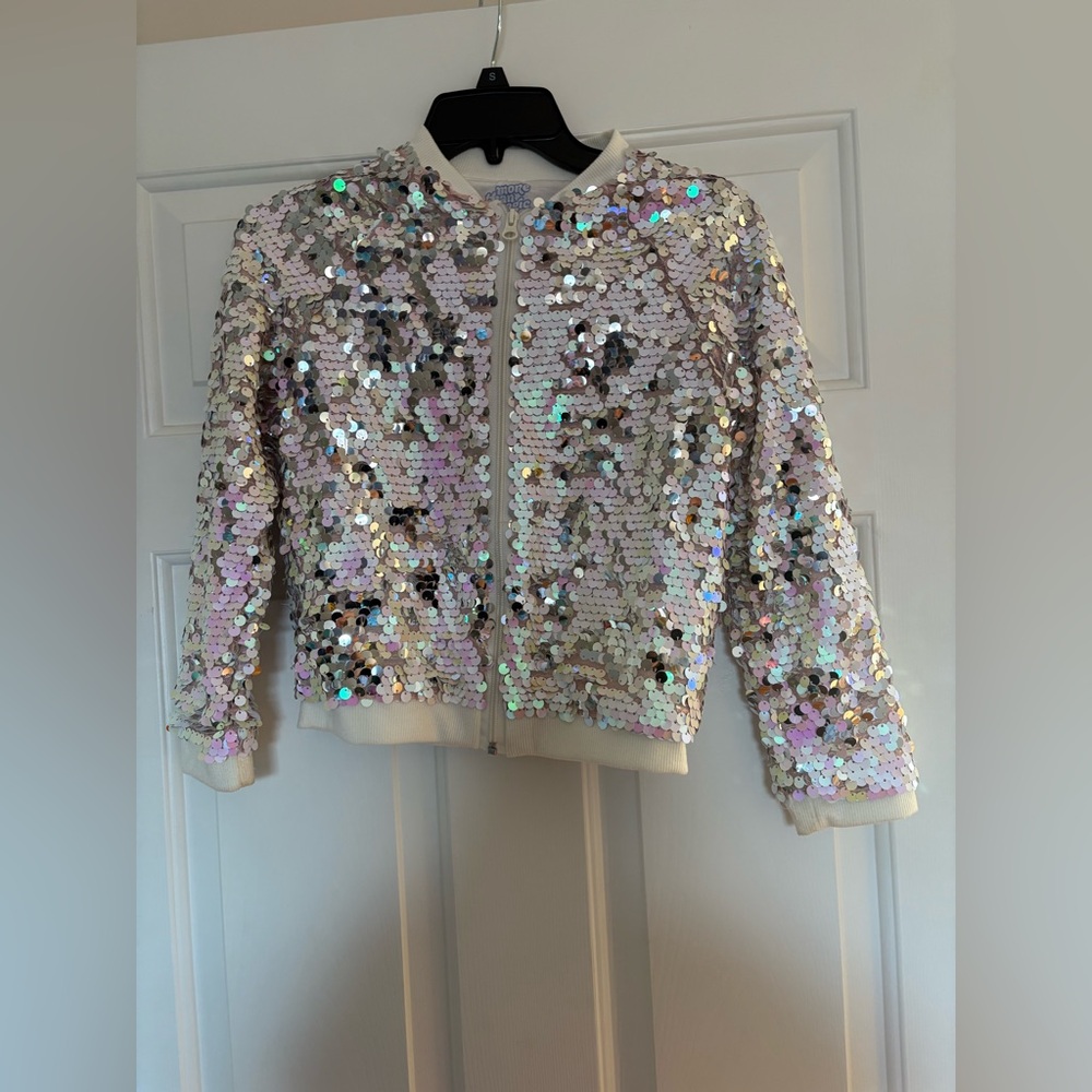 More Than Magic Sequin Kids Blazer - White and Silver